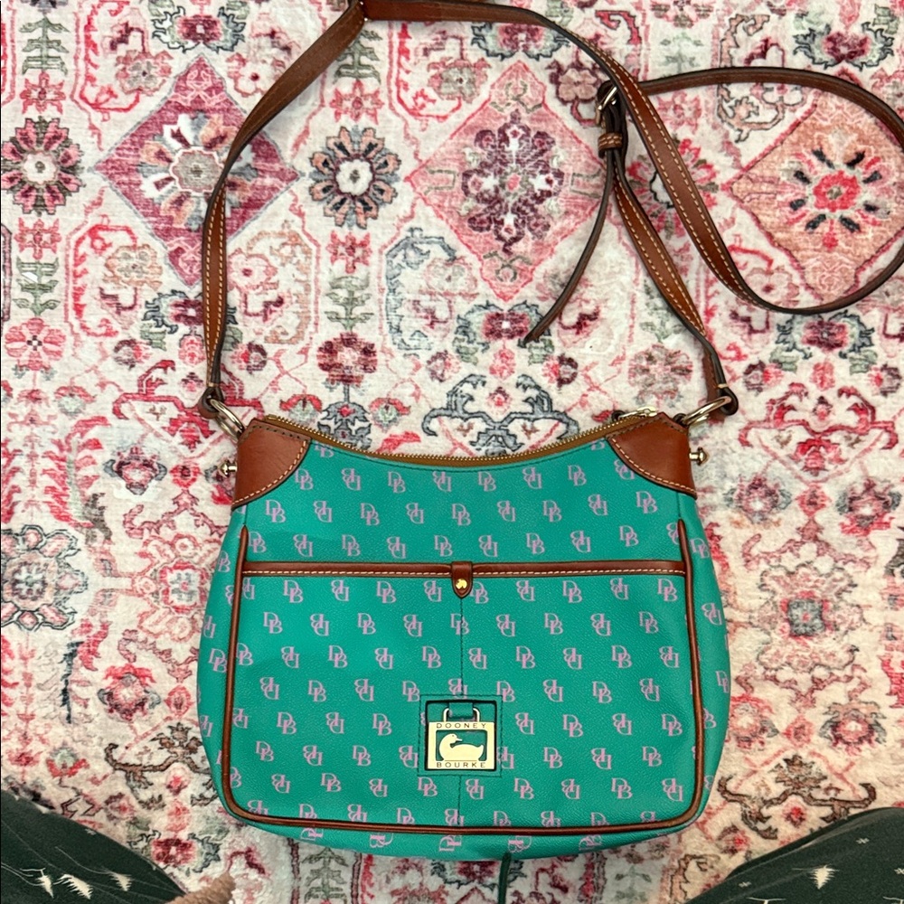 Dooney & Bourke Teal and Brown Crossbody Bag